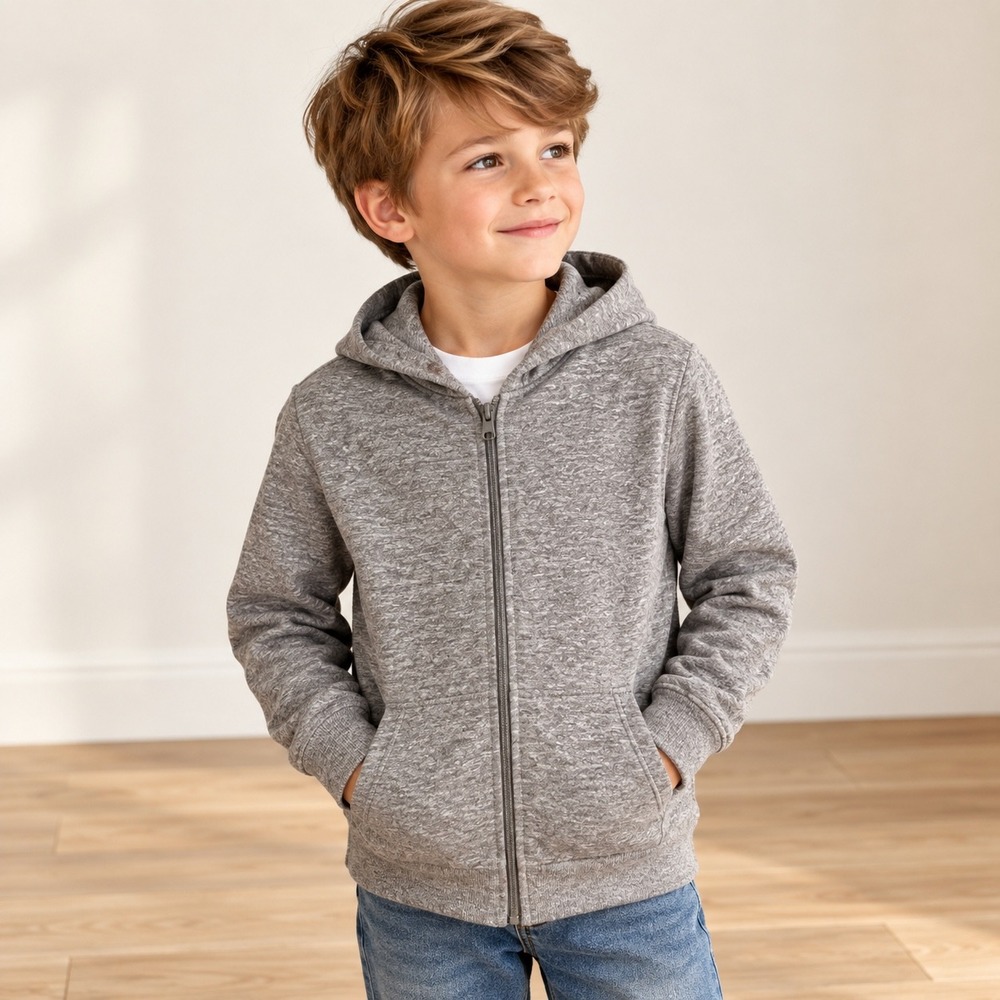 Cat & Jack Boys Heather Gray Full Zip Hoodie Sweatshirt Size S 6/7 NWT